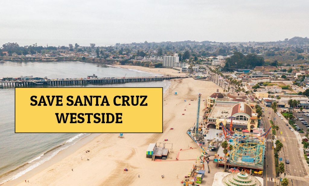 Aerial view of the Santa Cruz pier from above in California